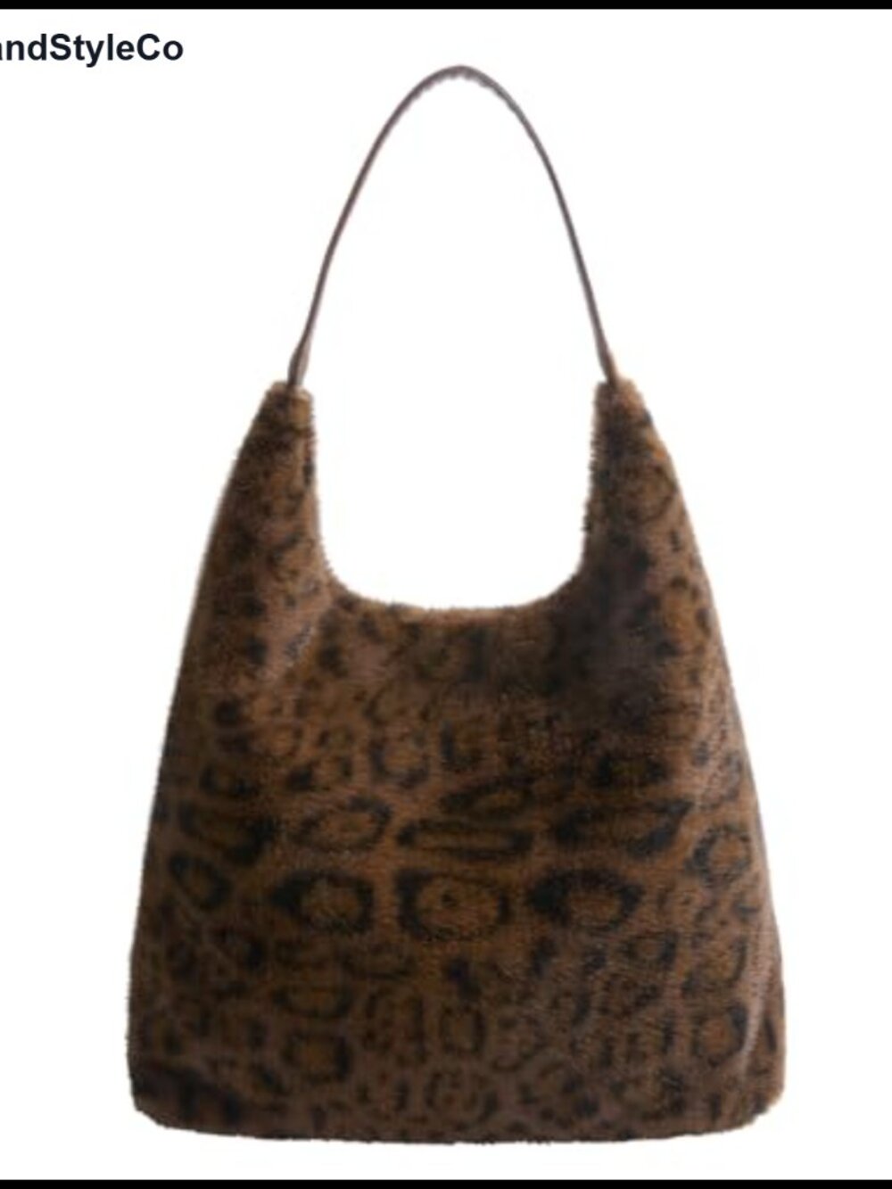 Faux Fur Leopard Print Slouchy Tote Bag Fuzzy Shoulder Handbag
